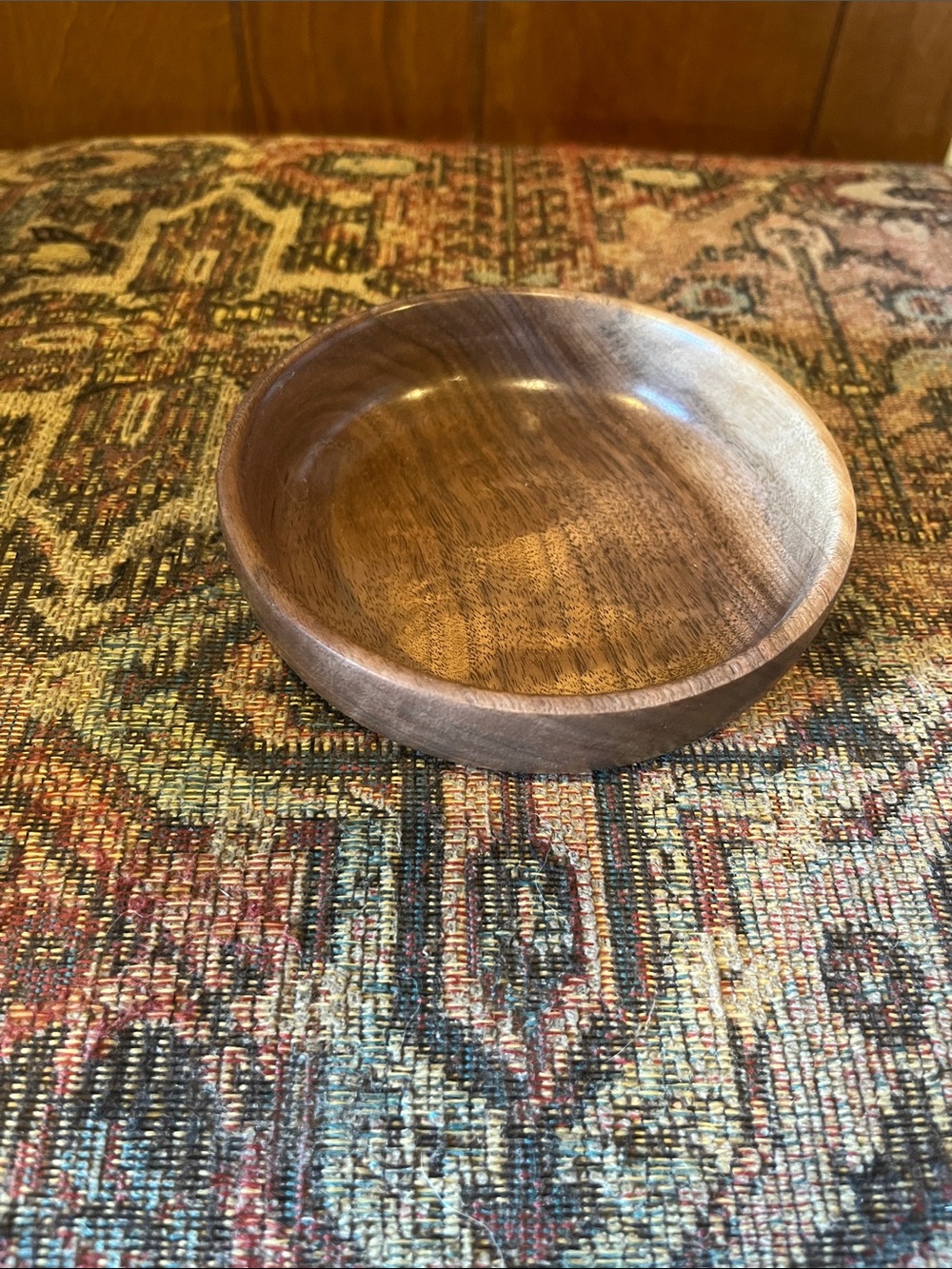 Hand-Turned Black Walnut Wooden Bowl - Natural Brown